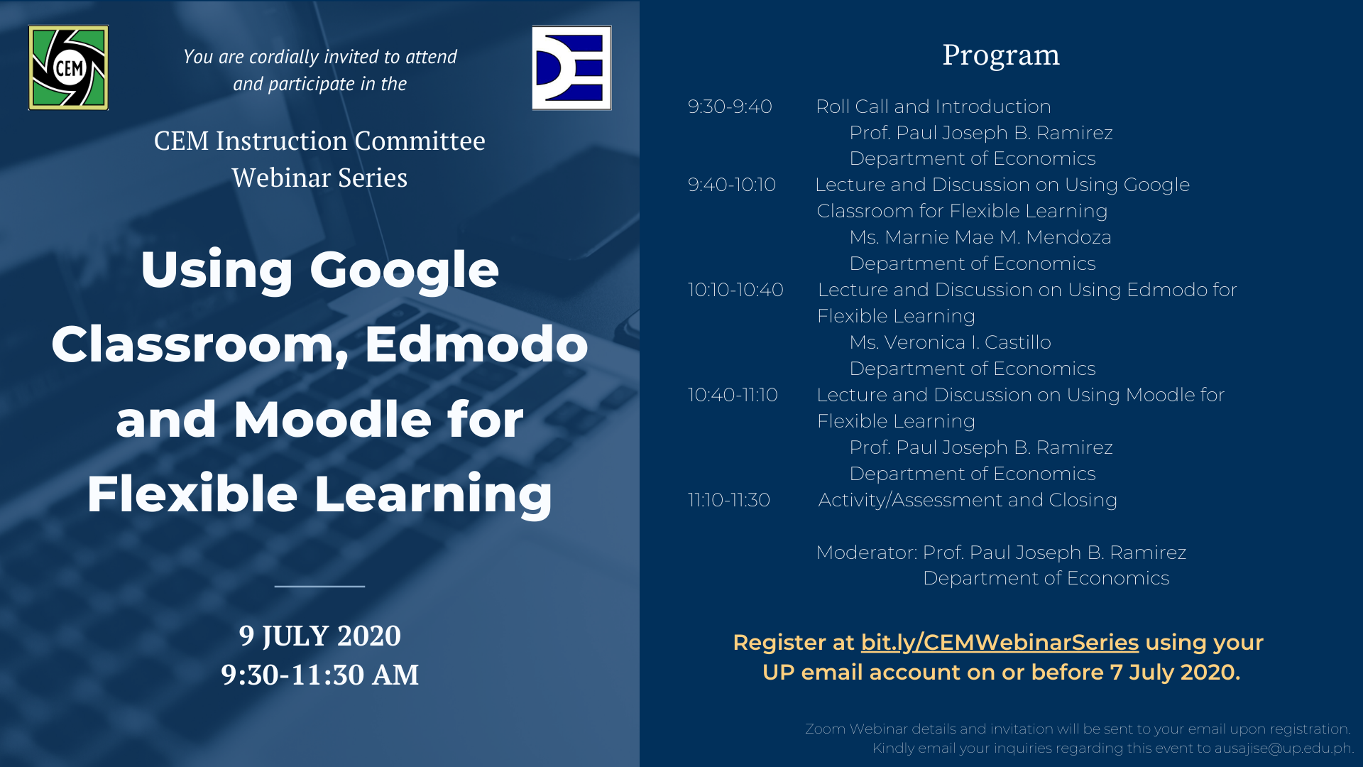 CEM Instruction Committee Webinar Series : Using Google Classroom, Edmodo and Moodle for Flexible Learning
